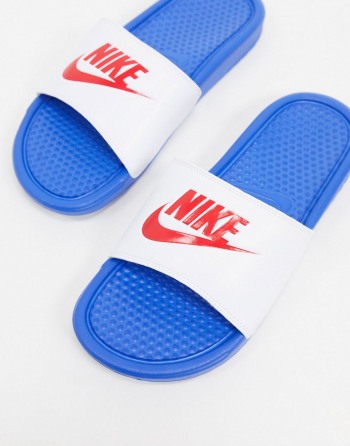 Nike Benassi Jdi Bijele Plave - Muške Natikače | 15609QILD